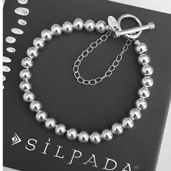 Silpada Sterling Silver Bead Ball Toggle Clasp Bracelet B0059 - Picture 2 of 6